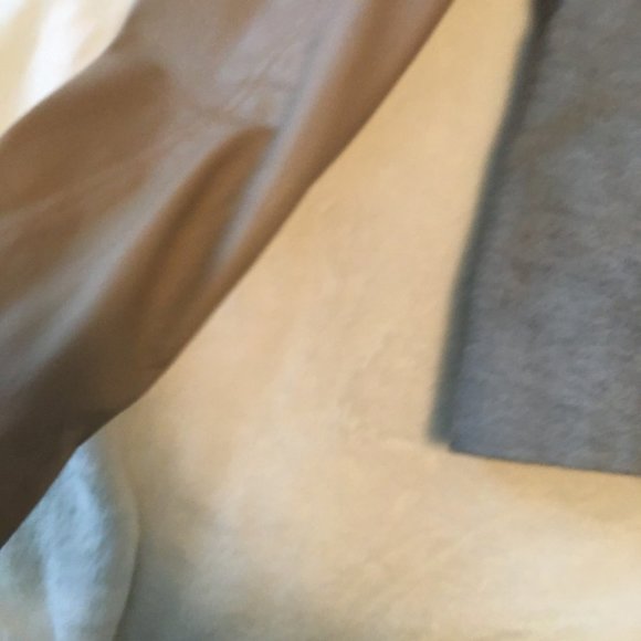 Ted Baker Beyty Grey blazer jacket zip up with tan brown leather sleeves size 1 - Picture 5 of 16